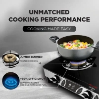 Preethi Blu Flame Blaze Glass Manual Gas Stove  (3 Burners)  GTS-117