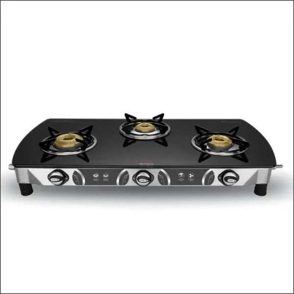 Preethi Blu Flame Blaze Glass Manual Gas Stove  (3 Burners)  GTS-117