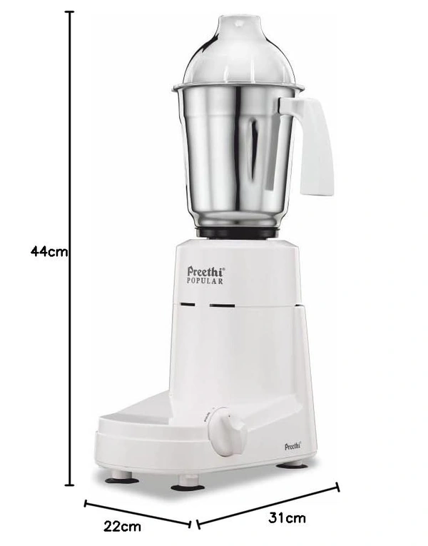 Preethi Popular MG 142 mixer grinder 750-Watt (White), 3 Jars with with 2yr Guarantee & Lifelong Free Service   MG-142