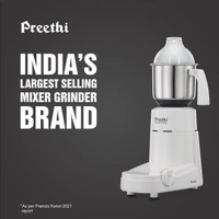 Preethi Chef Pro Mixer Grinder, 750 watt, 3 Jars, White  MG-128