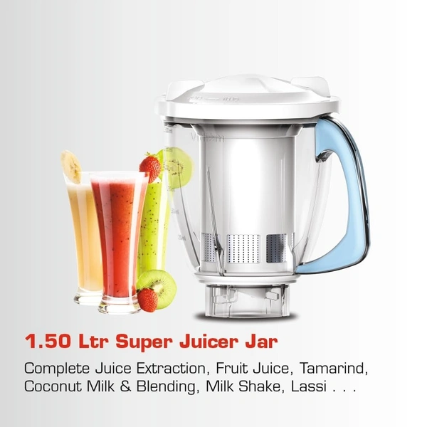 Vidiem Eva Super Blu 750W Mixer Grinder with 4 Jars | 4 Jar in- 1 Juicer | 750W mixer Grinder