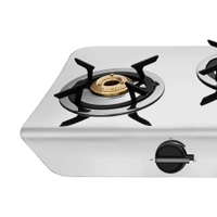Preethi Stylo Steel 3 Burner Gas Stove |Curved & Sleek design| Heavy Brass Burner| Ant Guard Jet | Removable Drip Tray  SSGS-011