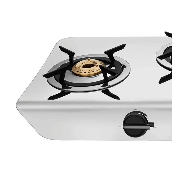 Preethi Stylo Steel 3 Burner Gas Stove |Curved & Sleek design| Heavy Brass Burner| Ant Guard Jet | Removable Drip Tray  SSGS-011