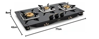 Vidiem AIR GOLD 3 Burner Gas Stove | 8mm Toughened Glass Top | Brass Burners | Spill-Proof Drip Trays | Jumbo Burner | Lifetime Glass Warranty 