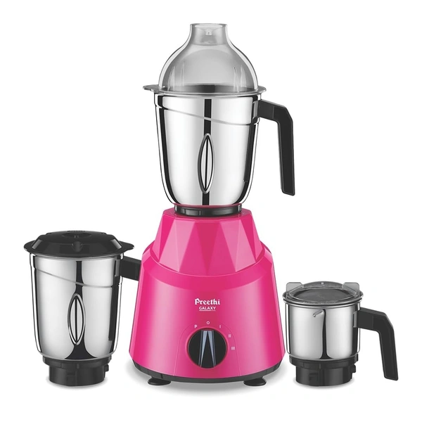 Preethi Galaxy MG225 Mixer Grinder, 750 watt, 3 Jars, Pink/Black (3 Jar)  MG-225