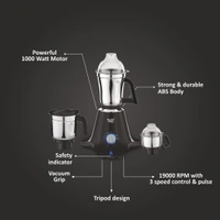 Preethi Taurus Pro MG-256 | 1000 Watt Mixer Grinder | 3 Jars | Black | 2-Year Warranty | Lifelong Free Service  MG-256  