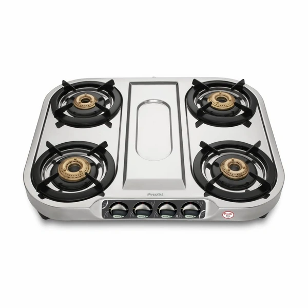 Preethi Shine Stainless Steel Gas Stove 4 Burners I Manual Ignition I ISI Certified I 2 Year Warranty    SSGS-008