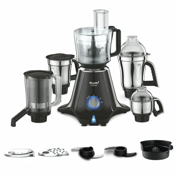 Preethi Zodiac MG-218 mixer grinder, 750 watt, Black/Light Grey, 5 jars - 3 In 1 insta fresh juicer Jar & Master chef food processor Jar, Vega W5 motor...  MG-218