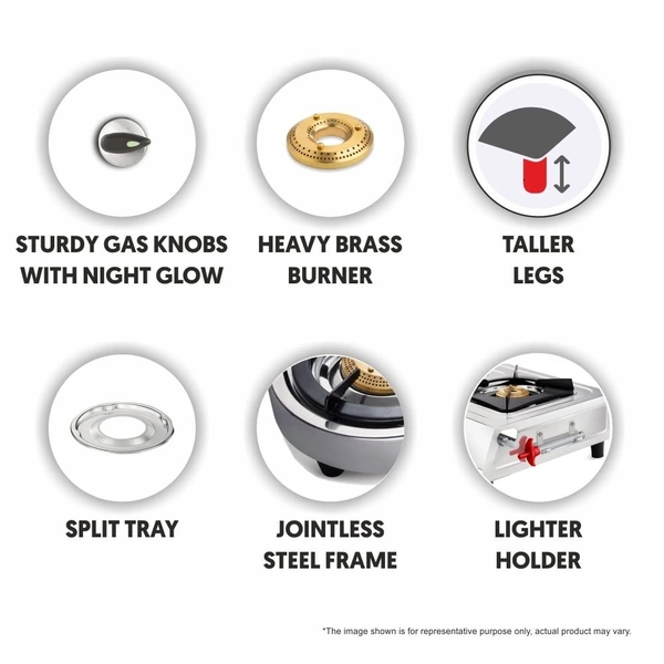 Preethi Shine Stainless Steel Gas Stove 4 Burners I Manual Ignition I ISI Certified I 2 Year Warranty    SSGS-008