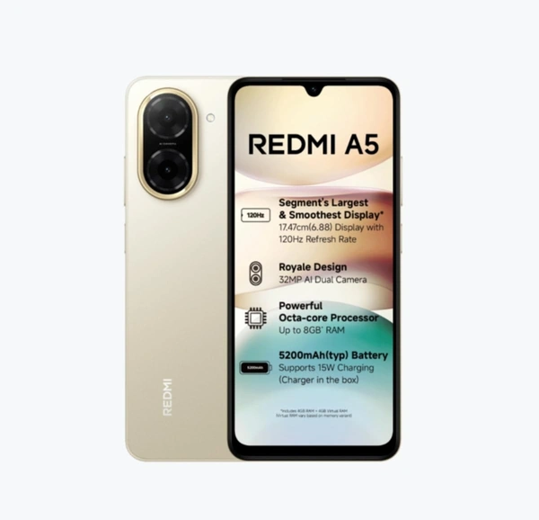 Redmi A5 (Jaisalmer Gold, 3GB RAM 64GB Storage) | Royale Design |