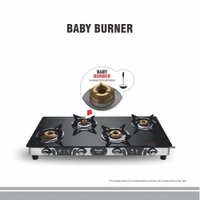 Preethi Blu-Flame Stainless Steel Jumbo Max Glass Top LPG Gas Stove with 4 Burner (Multicolour) (ISI Certified), Standard, GTS 118 Open  GTS-118  