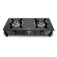 Preethi - GTS123 Zeal glass top 2 burner gas stove, Manual Ignition, Black (ISI Certified)  GTS-123