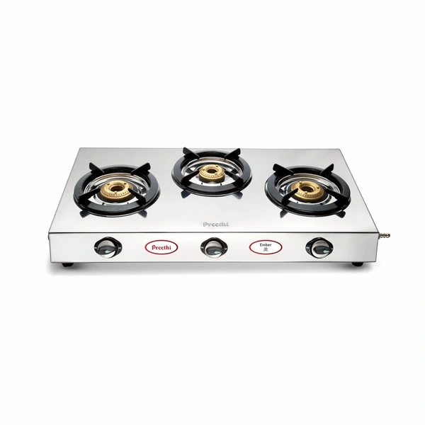 Preethi Ember Stainless Steel 3-Burner Gas Stove, Manual  SSGS-003  