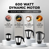 Preethi Crown Plus Mixer Grinder |600 Watt Mixie,4 Jars|Super Extractor Juicer Jar | 5yr Motor Warranty & Lifelong Free Service|White/Purple  MG -258