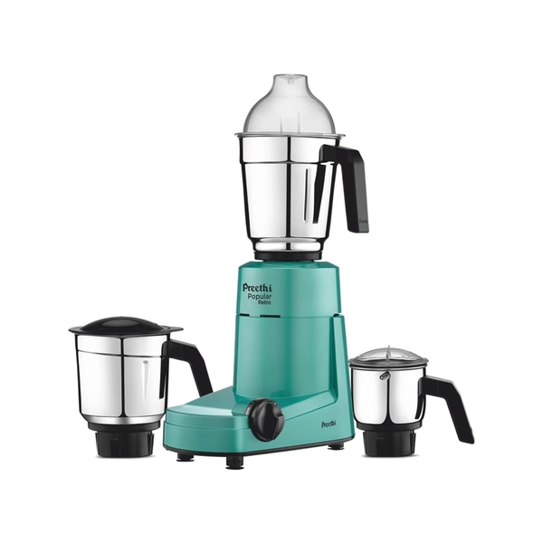 Preethi Popular Retro Green, Mg 267 Anti Finger Mark Coating 3 Jars Including 1 Pcs.7 L Wet Grinding Jar 5 Yr Motor Warranty & Lifelong Free Service-Plastic Pcs  MG-267