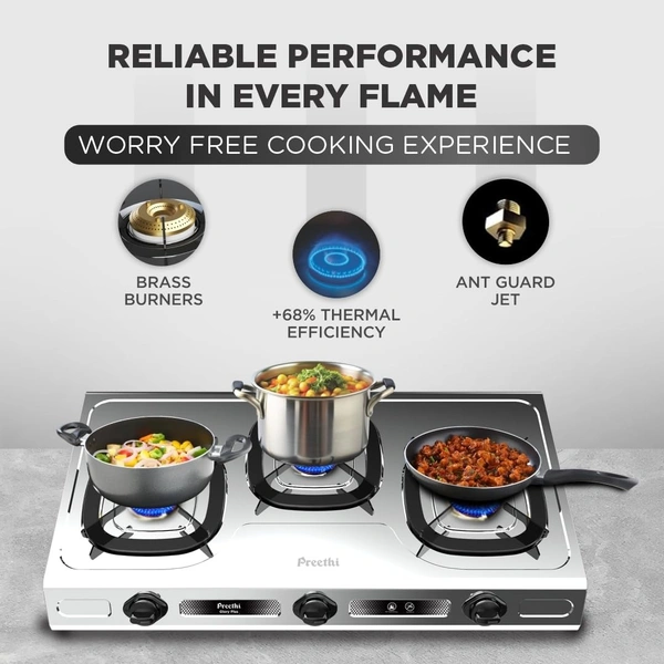 Preethi Glory Plus 3 Burner Gas stove  SSGS