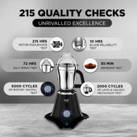 Preethi Plastic Taurus Plus 1000 Watt Mixer Grinder|4 Jars With Super Extractor Juicer Jar,2 Yr Guarantee&Lifelong Free Service,Blue/Black(Mg-257)  MG-257  