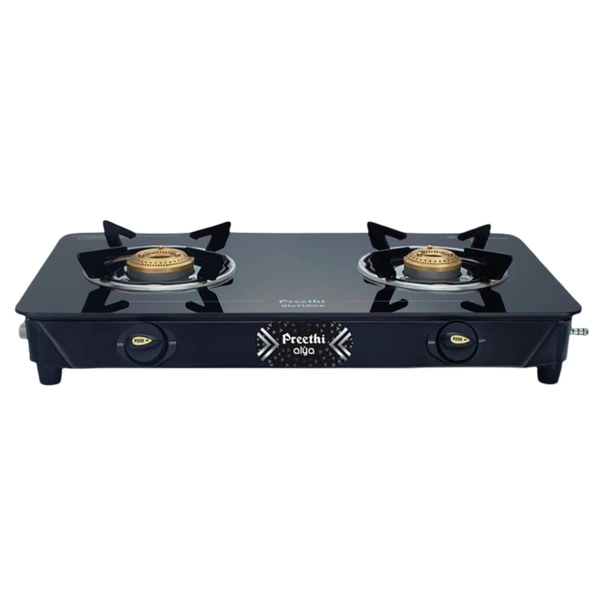 Preethi Alya 2 Burner Glass Top Gas Stove | 5-Year Warranty on Glass & Burners | ISI Certified Visit the Preethi Store  GTS-411