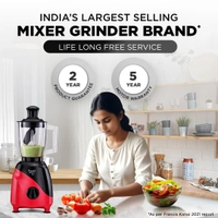 Preethi Peppy Plus MG-246 Mixer Grinder, 750 watt, Red-Black, 4 Jars - Super Food Jar with Texture Builder & 3D Airflow Technology, Vega W5 Motor with 5yr Warranty & Lifelong Free Service, Standard   MG-246