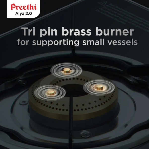 Preethi Alya 2 Burner Glass Top Gas Stove | 5-Year Warranty on Glass & Burners | ISI Certified Visit the Preethi Store  GTS-411