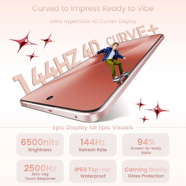realme 15 5G Smartphone 8+256GB Pink,144Hz HyperGlow 4D Curve Display,7000mAh Battery,80W SuperVOOC,Dual 50MP 4K Cameras,Dimensity 7300+ Chipset,IP69