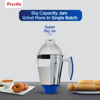  Preethi Blue Leaf Platinum MG 139 mixer grinder, 750 watt, White, 4 jars - Super Extractor juicer Jar & Storage Air-Tight Container, FBT motor with 5yr...  MG-139 