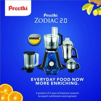  Preethi MG 261 Zodiac Black, 750 Watts, 5 Jars - Masterchef Jar, Super Extractor, 5 Yr Motor Warranty & Lifelong Free service, Black  MG-235