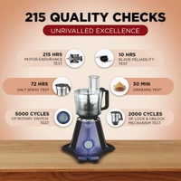  Preethi Zodiac Glitter MG 264, 750 Watt Mixer Grinder, 5 Jars (3 Stainless steel Jars +1 Juicer Jar+1 Master Chef Plus Food processor Jar), Lavender/Black  MG-264  