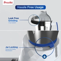  Preethi Blue Leaf Gold MG 150 Mixer Grinder 750 watt, 3 Jars, White  MG-150