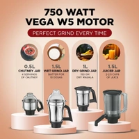 Preethi Zodiac MG-218 mixer grinder, 750 watt, Black/Light Grey, 5 jars - 3 In 1 insta fresh juicer Jar & Master chef food processor Jar, Vega W5 motor...  MG-218