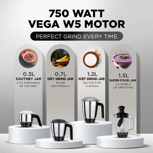 Preethi Peppy Plus MG-246 Mixer Grinder, 750 watt, Red-Black, 4 Jars - Super Food Jar with Texture Builder & 3D Airflow Technology, Vega W5 Motor with 5yr Warranty & Lifelong Free Service, Standard   MG-246