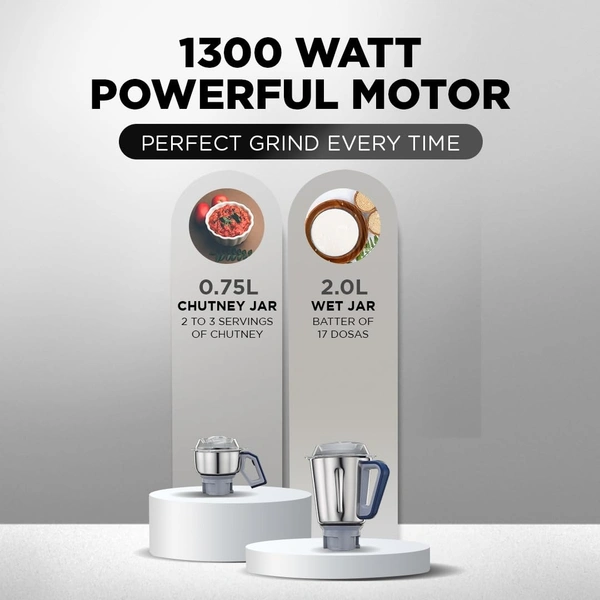  Preethi Xpro Duo MG 198 1300-Watt Mixer Grinder (Deep Blue), Medium MG-198