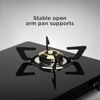 ‎Preethi Luxe 3 Burner Glass Top Gas Stove With Driptray Less Infinity Design, 5 Year Warranty On Glass & Burner, Manual Design, Black  GTS-415