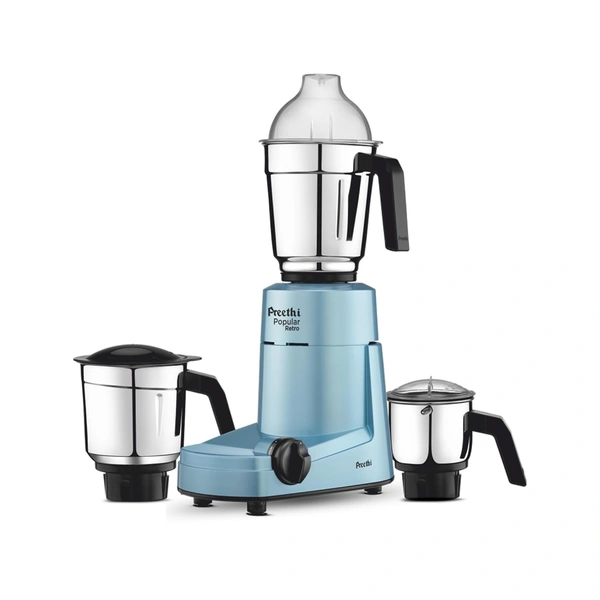 Preethi Popular Retro Blue, MG 266, Anti Finger Mark Coating, 3 Jars including 1.7 L Wet Grinding Jar, 5 Yr Motor Warranty & Lifelong Free service  MG-266