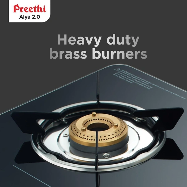 Preethi Alya 2 Burner Glass Top Gas Stove | 5-Year Warranty on Glass & Burners | ISI Certified Visit the Preethi Store  GTS-411