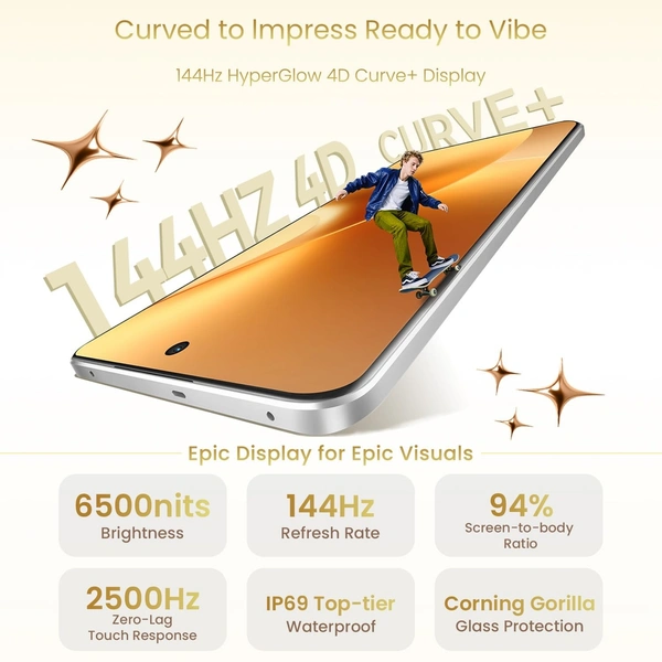 Realme 15 Pro 5G Smartphone 12+256GB Silver,4K 60FPS,144Hz HyperGlow 4D Curve Display,7000mAh Battery,80W SuperVOOC, Camera Triple 50MP, Snapdragon 7 Gen 4, IP69