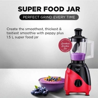 Preethi Peppy Plus MG-246 Mixer Grinder, 750 watt, Red-Black, 4 Jars - Super Food Jar with Texture Builder & 3D Airflow Technology, Vega W5 Motor with 5yr Warranty & Lifelong Free Service, Standard   MG-246