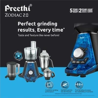  Preethi MG 261 Zodiac Black, 750 Watts, 5 Jars - Masterchef Jar, Super Extractor, 5 Yr Motor Warranty & Lifelong Free service, Black  MG-235