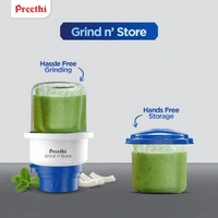  Preethi Blue Leaf Platinum MG 139 mixer grinder, 750 watt, White, 4 jars - Super Extractor juicer Jar & Storage Air-Tight Container, FBT motor with 5yr...  MG-139 