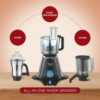 Preethi Zodiac MG-218 mixer grinder, 750 watt, Black/Light Grey, 5 jars - 3 In 1 insta fresh juicer Jar & Master chef food processor Jar, Vega W5 motor...  MG-218