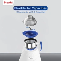  Preethi Blue Leaf Gold MG 150 Mixer Grinder 750 watt, 3 Jars, White  MG-150