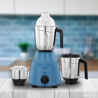 Preethi Plastic Crystal Mg224 Mixer Grinder, 500 Watt, Blue, 3 Jars, Vega W5 Motor With 5Yr Warranty&Lifelong Free Service  MG 224