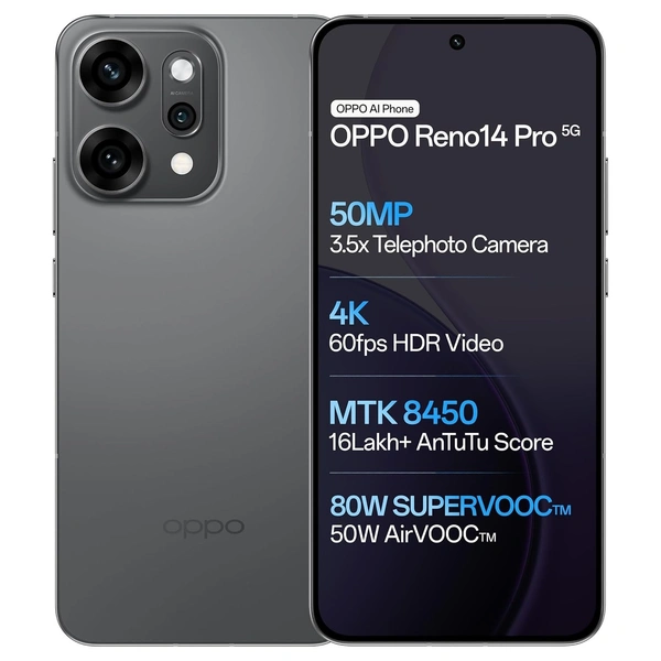 OPPO Reno14Pro 5G (Titanium Grey, 12GB RAM, 256GB Storage)