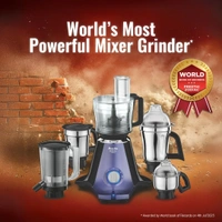  Preethi Zodiac Glitter MG 264, 750 Watt Mixer Grinder, 5 Jars (3 Stainless steel Jars +1 Juicer Jar+1 Master Chef Plus Food processor Jar), Lavender/Black  MG-264  