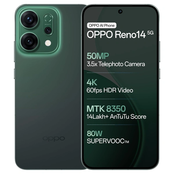 OPPO Reno14 5G (Forest Green, 12GB RAM, 512GB Storage) 