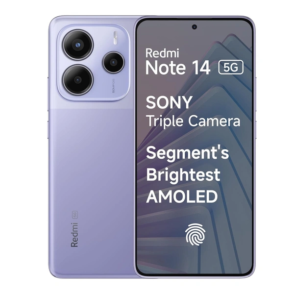 Redmi Note 14 5G Phantom Purple (8GB RAM 128GB Storage) | Global Debut MTK Dimensity 7025 Ultra | 2100 nits Segment Brightest 120Hz AMOLED | 50MP Sony LYT 600 OIS+EIS Triple Camera