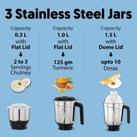 Preethi Plastic Crystal Mg224 Mixer Grinder, 500 Watt, Blue, 3 Jars, Vega W5 Motor With 5Yr Warranty&Lifelong Free Service  MG 224