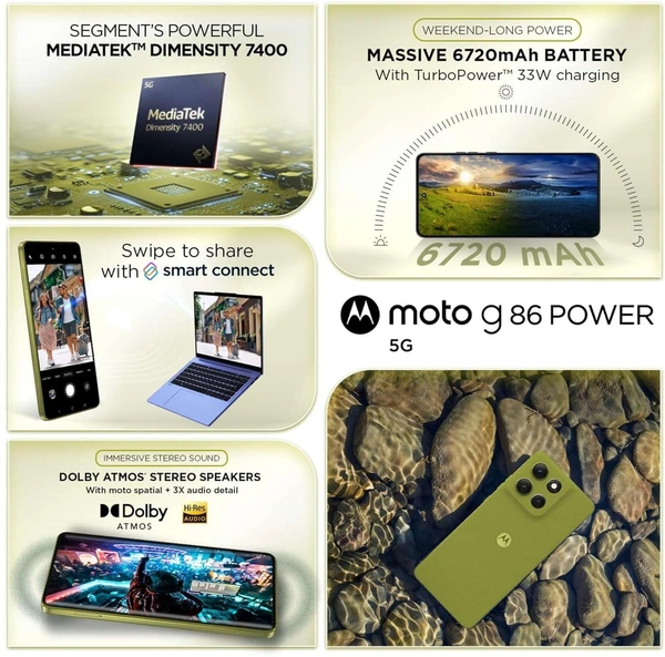 MOTOROLA Moto G86 Power 5G, 8GB Ram, 128GB Storage, Pantone Golden Cypress, Smartphone