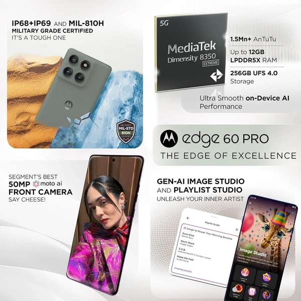 Motorola Edge 60 Pro 5G (Pantone Shadow, 8GB RAM, 256GB Storage)