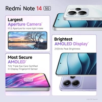Redmi Note 14 5G (Ivy Green, 6GB RAM 128GB Storage) | Global Debut MTK Dimensity 7025 Ultra | 2100 nits Segment Brightest 120Hz AMOLED | 50MP Sony LYT 600 OIS+EIS Triple Camera